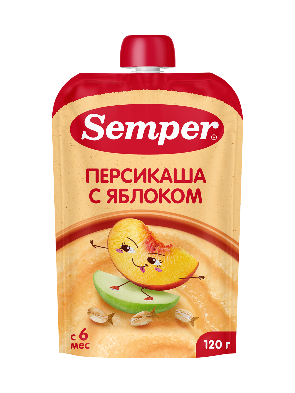 Пюре Semper Каша-яблоко-персик с 6 мес 120 г - фото 1