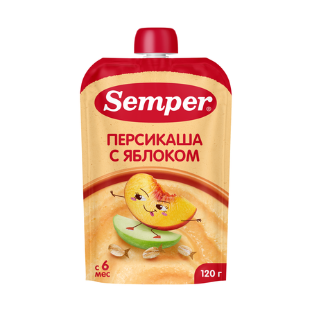 Пюре Semper Каша-яблоко-персик с 6 мес 120 г
