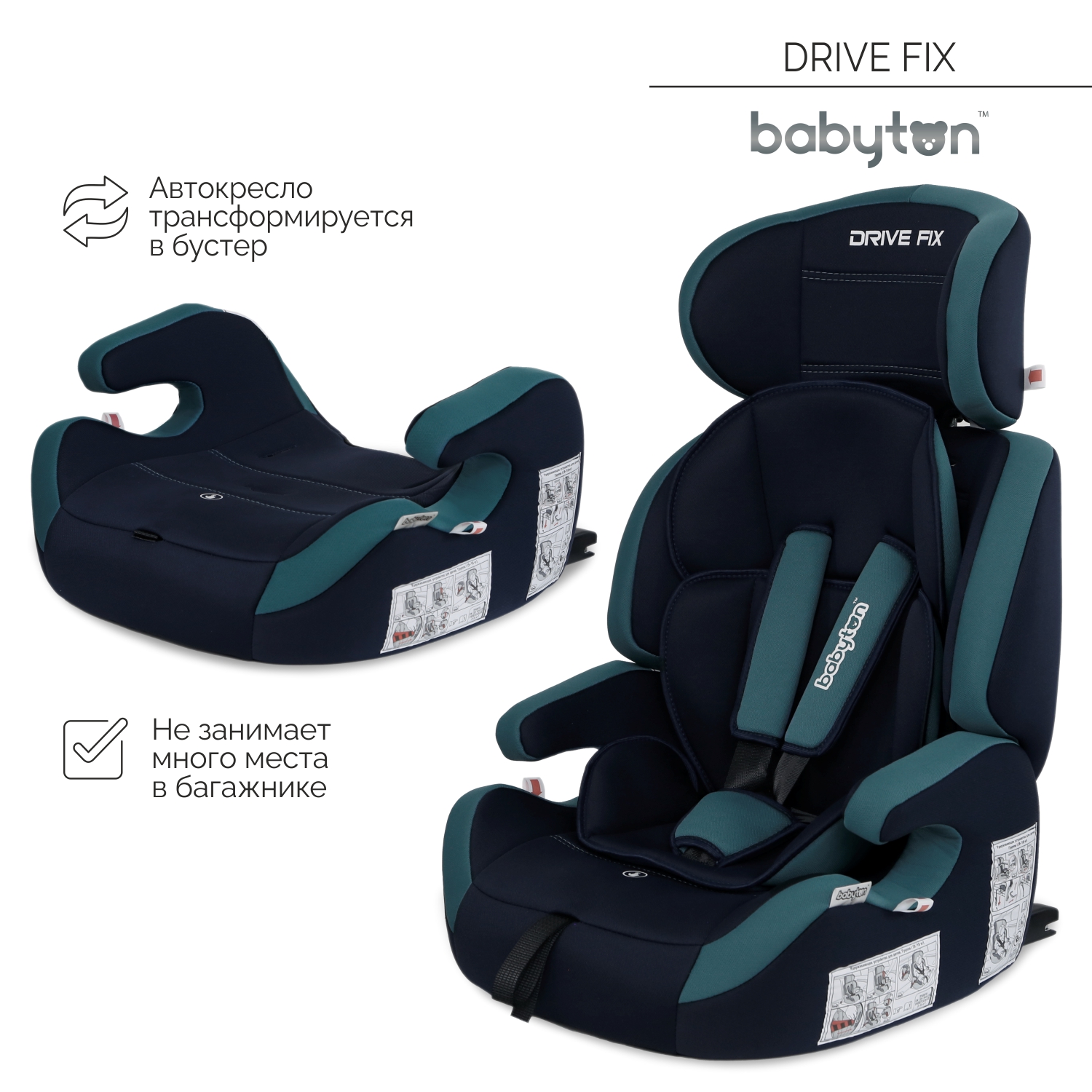 Автокресло Babyton Drive Fix Indigo-Aqua Isofix 1/2/3 (9-36 кг) - фото 2