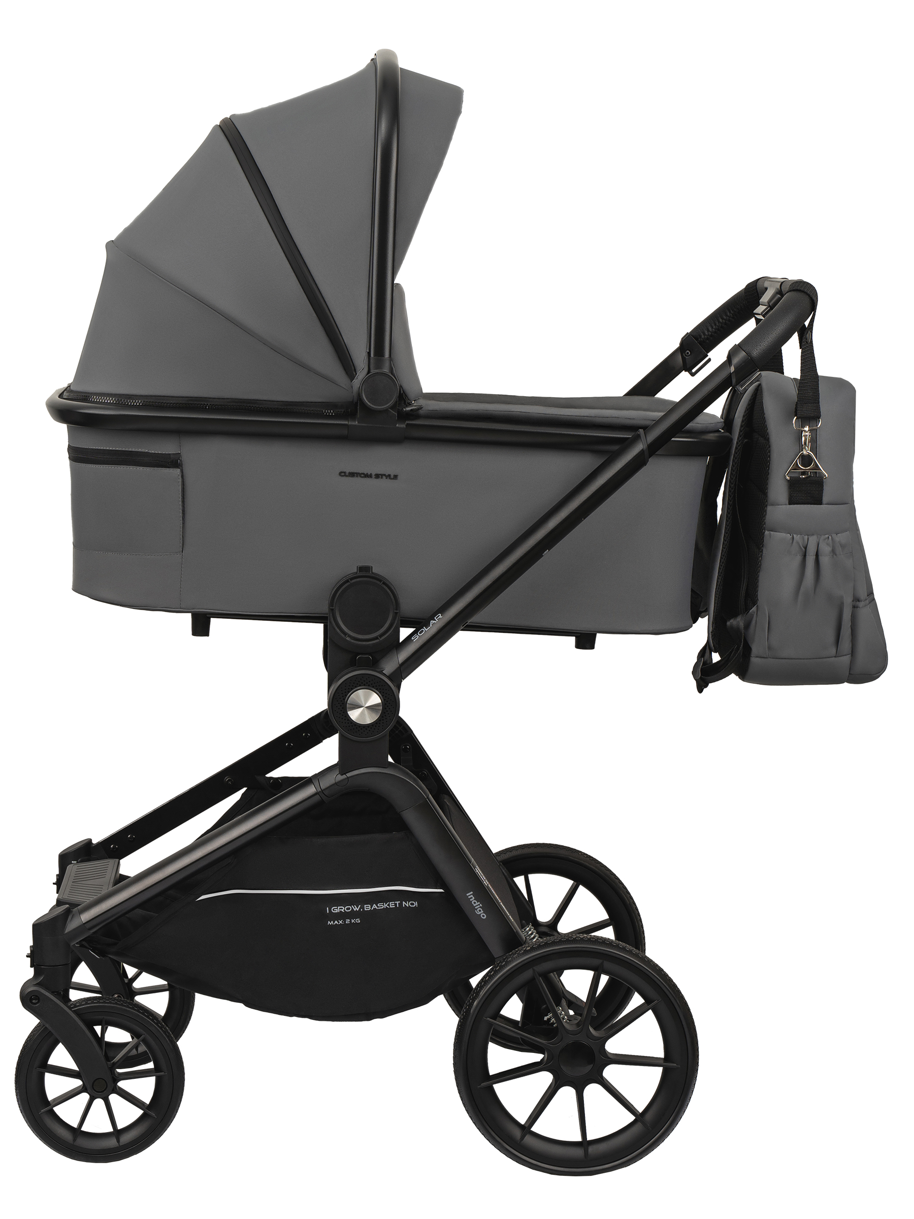 Коляска 2в1 Indigo Solar серый - фото 4