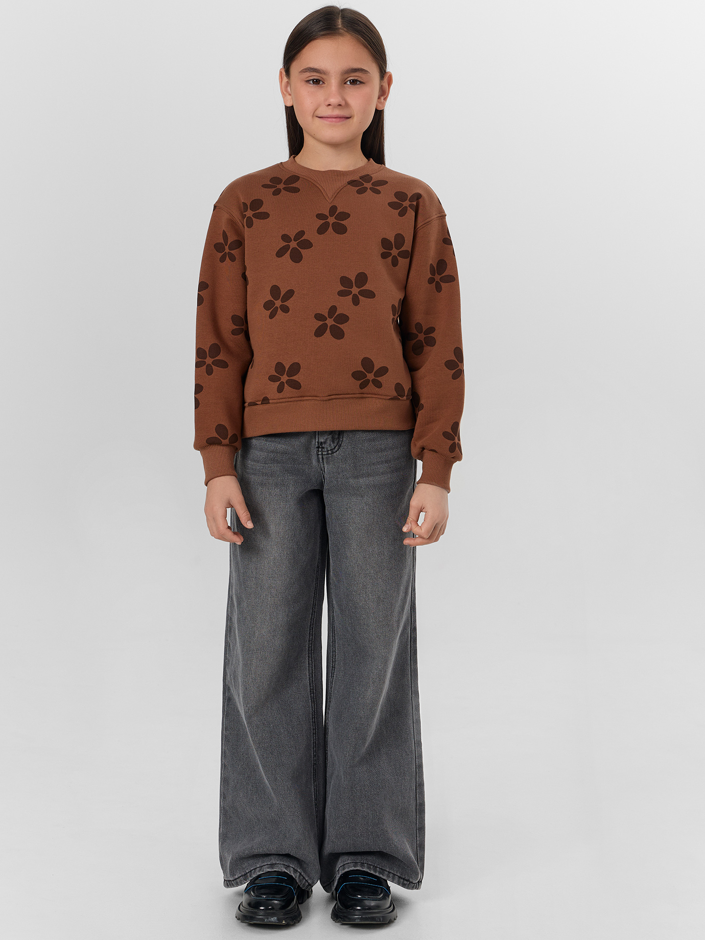 Свитшот Mark Formelle (Марк Формэль) 127982/цветочки на коричневом - фото 3