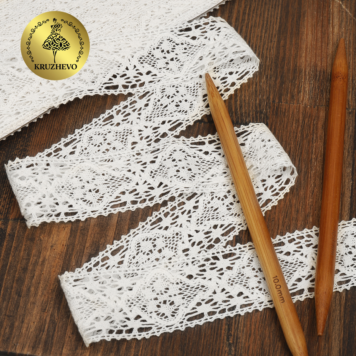 Тесьма декоративная KRUZHEVO вязаная 40мм цвет белый упаковка 10м - фото 4