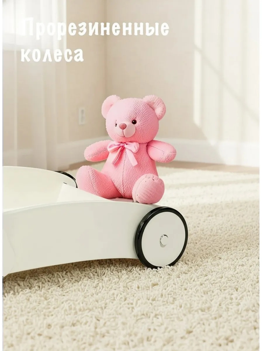 Каталка Klikkin с ручкой белый - фото 5