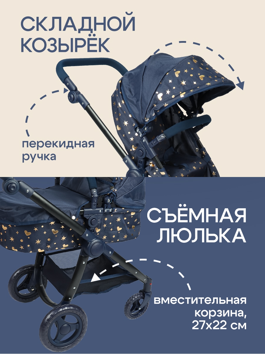 Коляска-трансформер для кукол Рыжий кот 9696-BS - фото 6