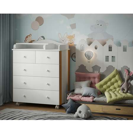 Детский пеленальный комод Incanto Nuvolla Plus 800/5 цвет белый бук