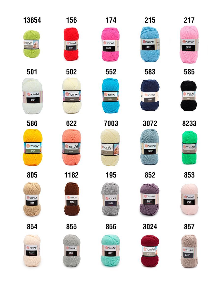 Пряжа для вязания YarnArt Baby 50 гр 150 м акрил мягкая детская 5 мотков 3024 красный - фото 2