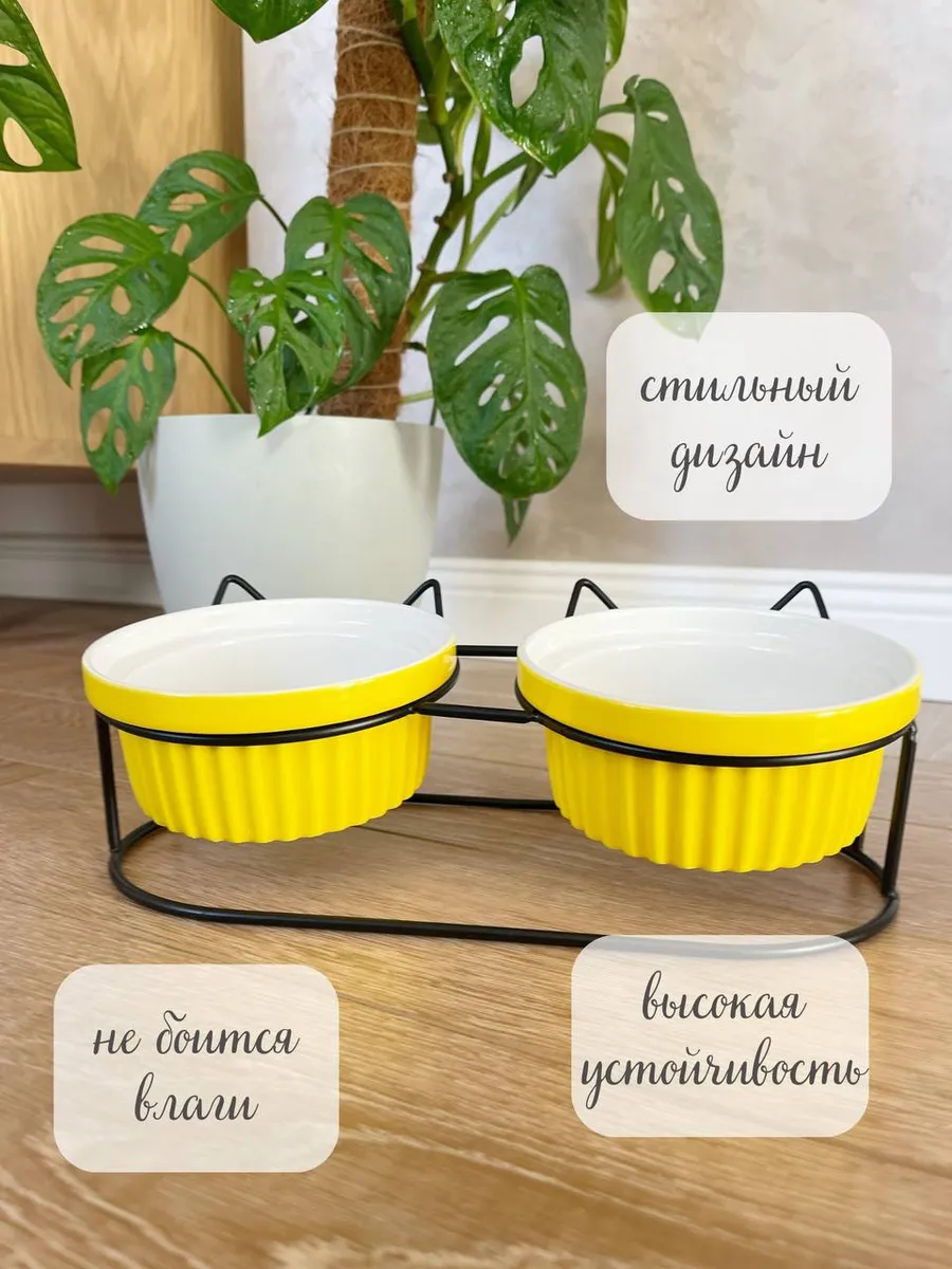 Миска керамическая Qalla двойная на подставке - фото 5