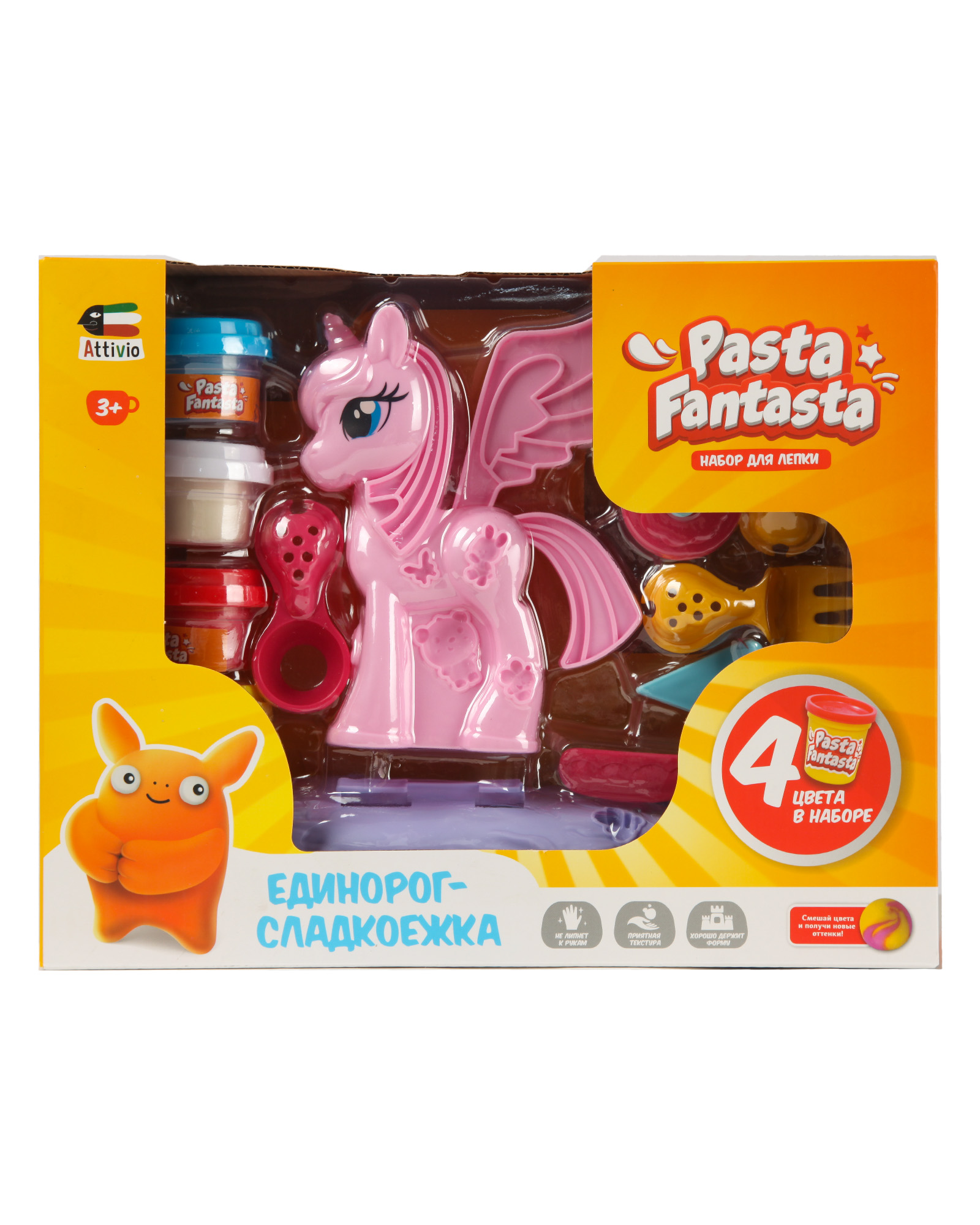 Тесто для лепки Attivio Завтрак с единорогом 4 цв. - фото 1