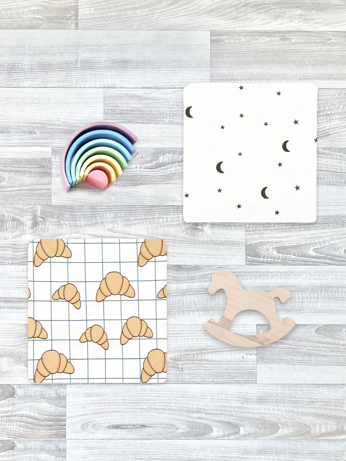 Пелёнка Mjolk Круассаны Ночное небо трикотаж 80х80 см 2 шт. - фото 3