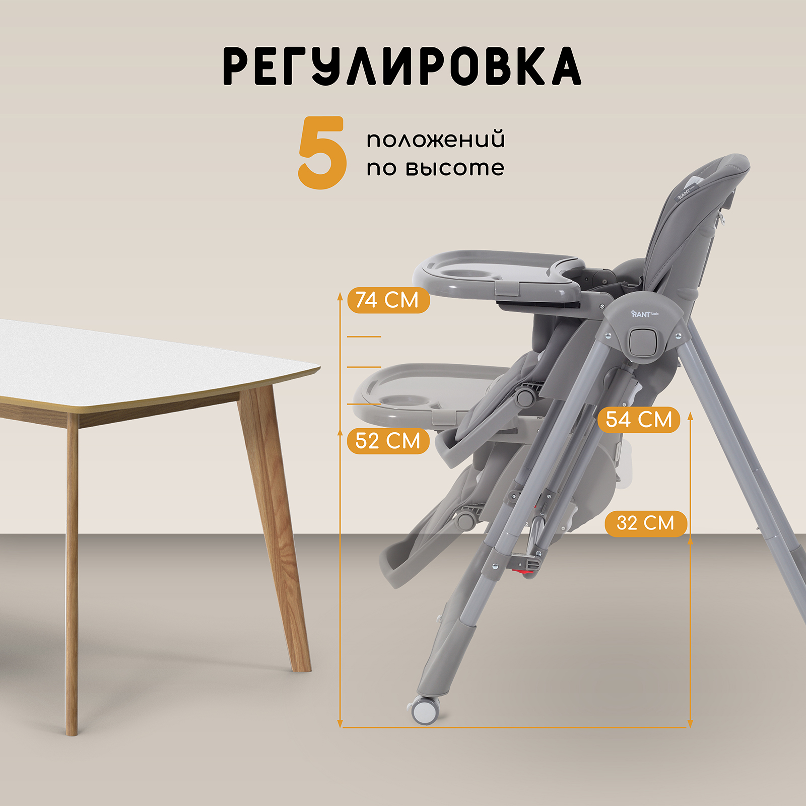 Стульчик для кормления Rant Basic Mango Pro, graphite серый - фото 8