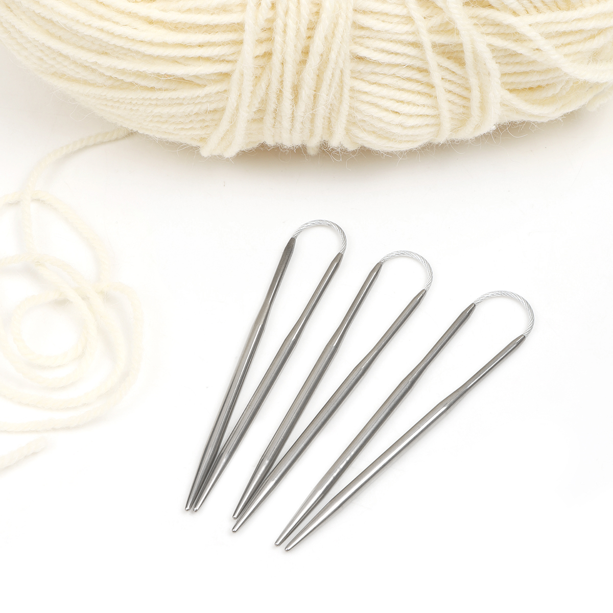 Спицы вязальные чулочные Maxwell гибкие с металлическим тросиком сталь d 4.0 мм 21 см 3 шт - фото 4