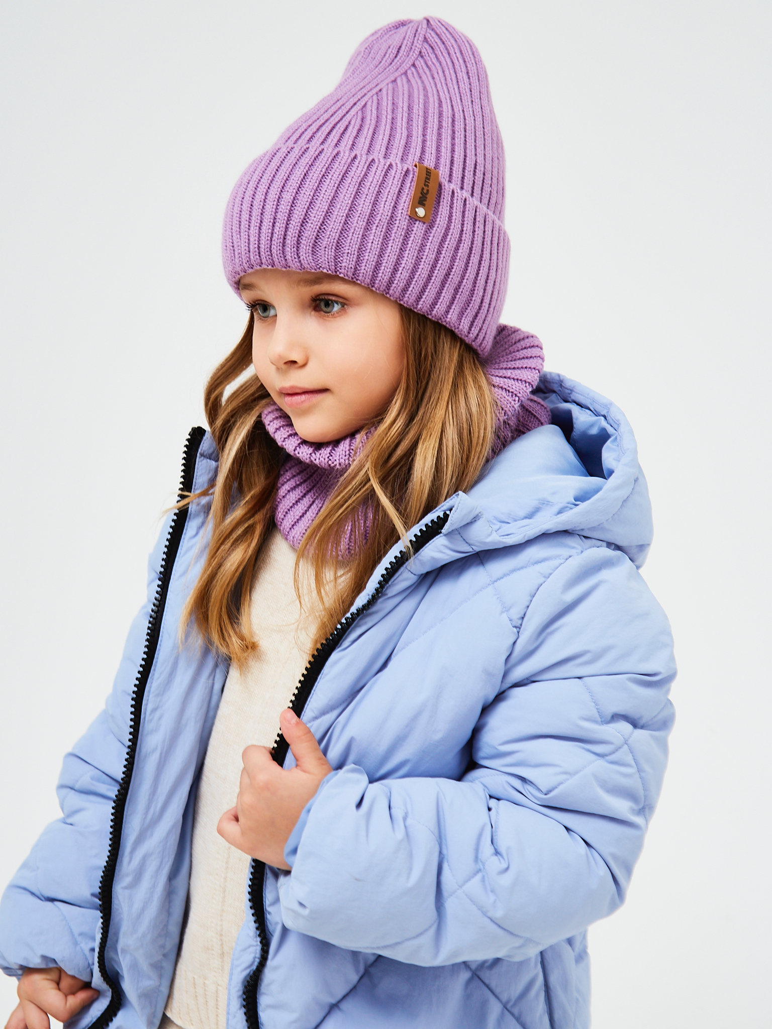 Шапка и снуд NYCkids NYC-H-53-poloski-lilac - фото 10