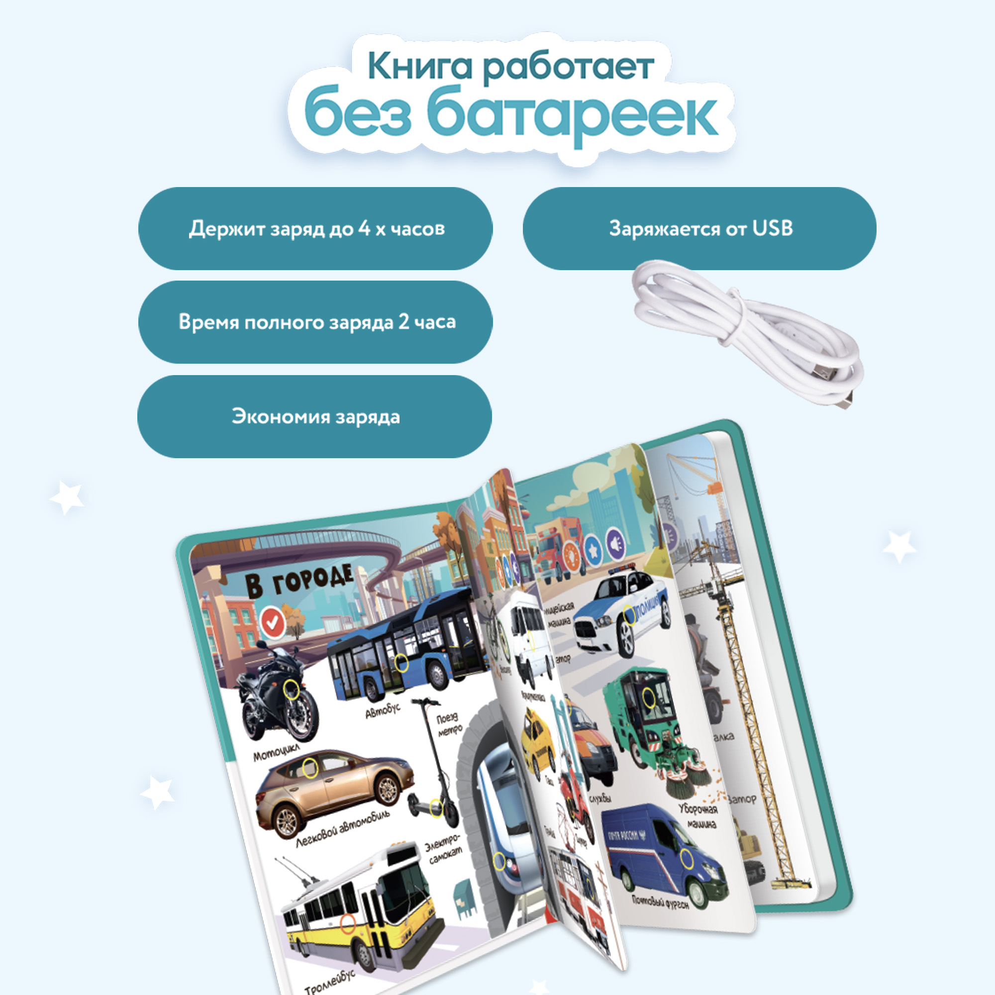 Книга BertToys электронная говорящая интерактивная Нажималка Транспорт - фото 10