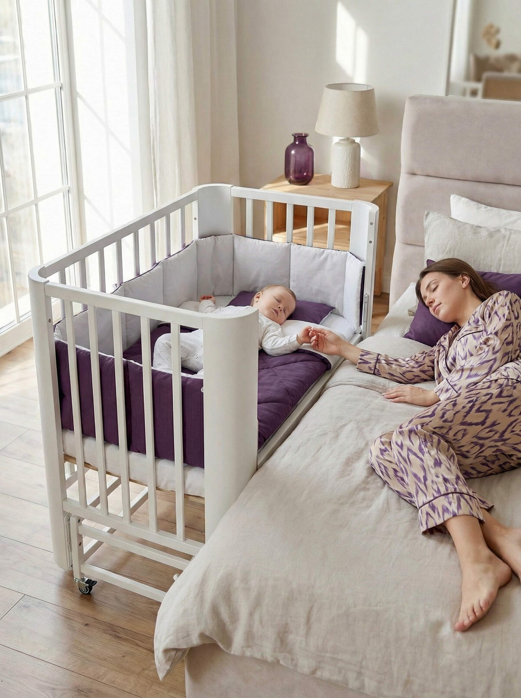 Детская кроватка Mr Sandman, продольный маятник (белый) - фото 5