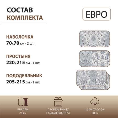 Комплект постельного белья Спал Спалыч Энрита евро бязь рисунок 5939-1+5939а-1