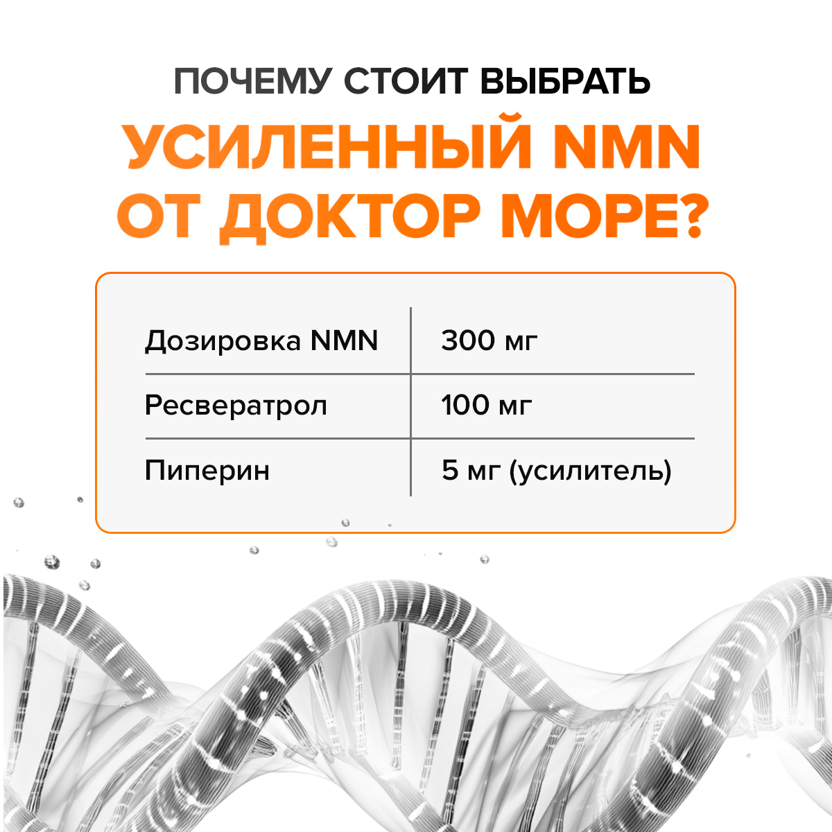 Антивозрастной комплекс Доктор Море НМН 300 мг + ресвератрол 100 мг + пиперин 5 мг NAD+ - фото 6