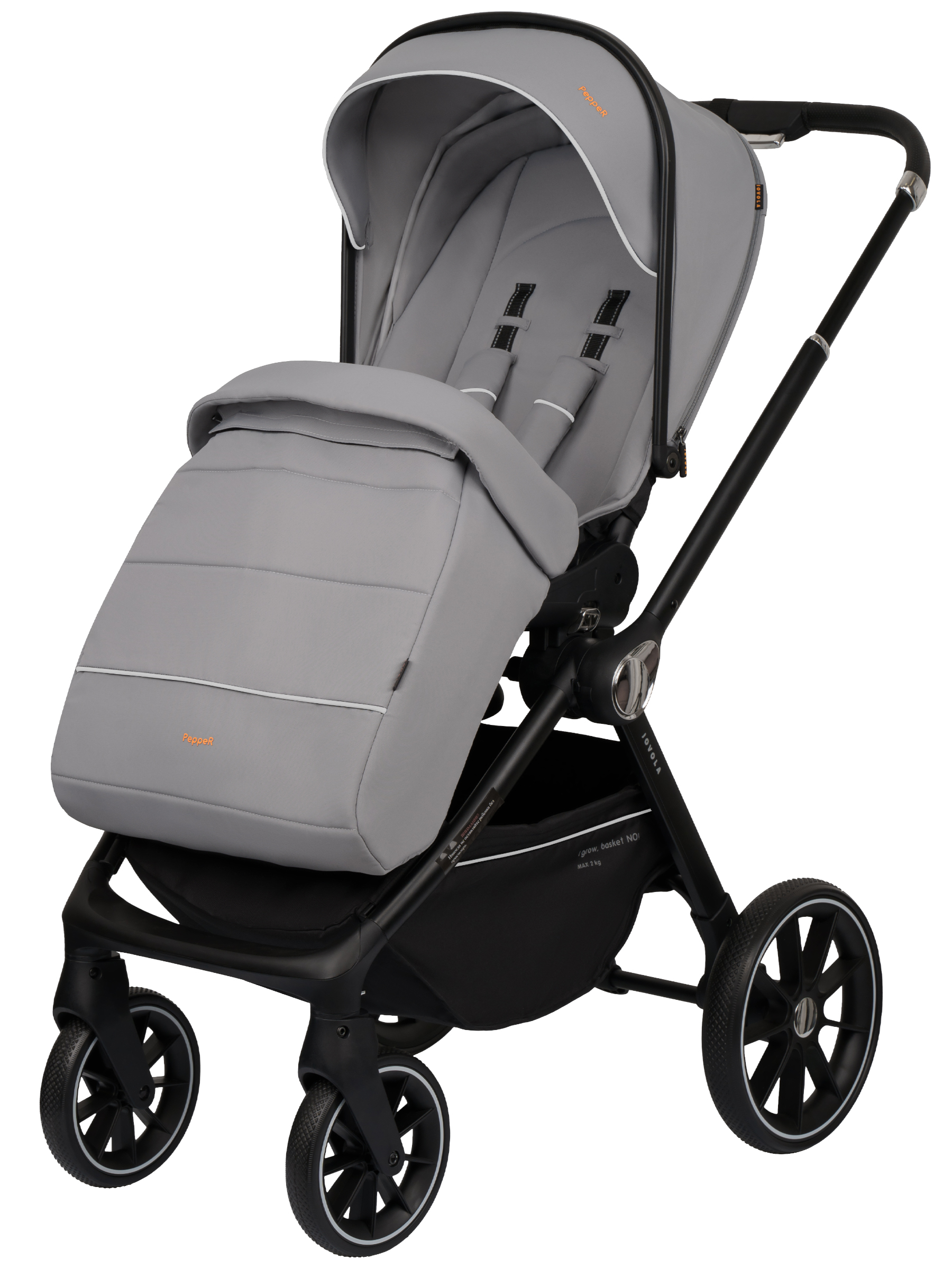 Коляска прогулочная JOVOLA Pepper всесезонная серебряный - фото 13