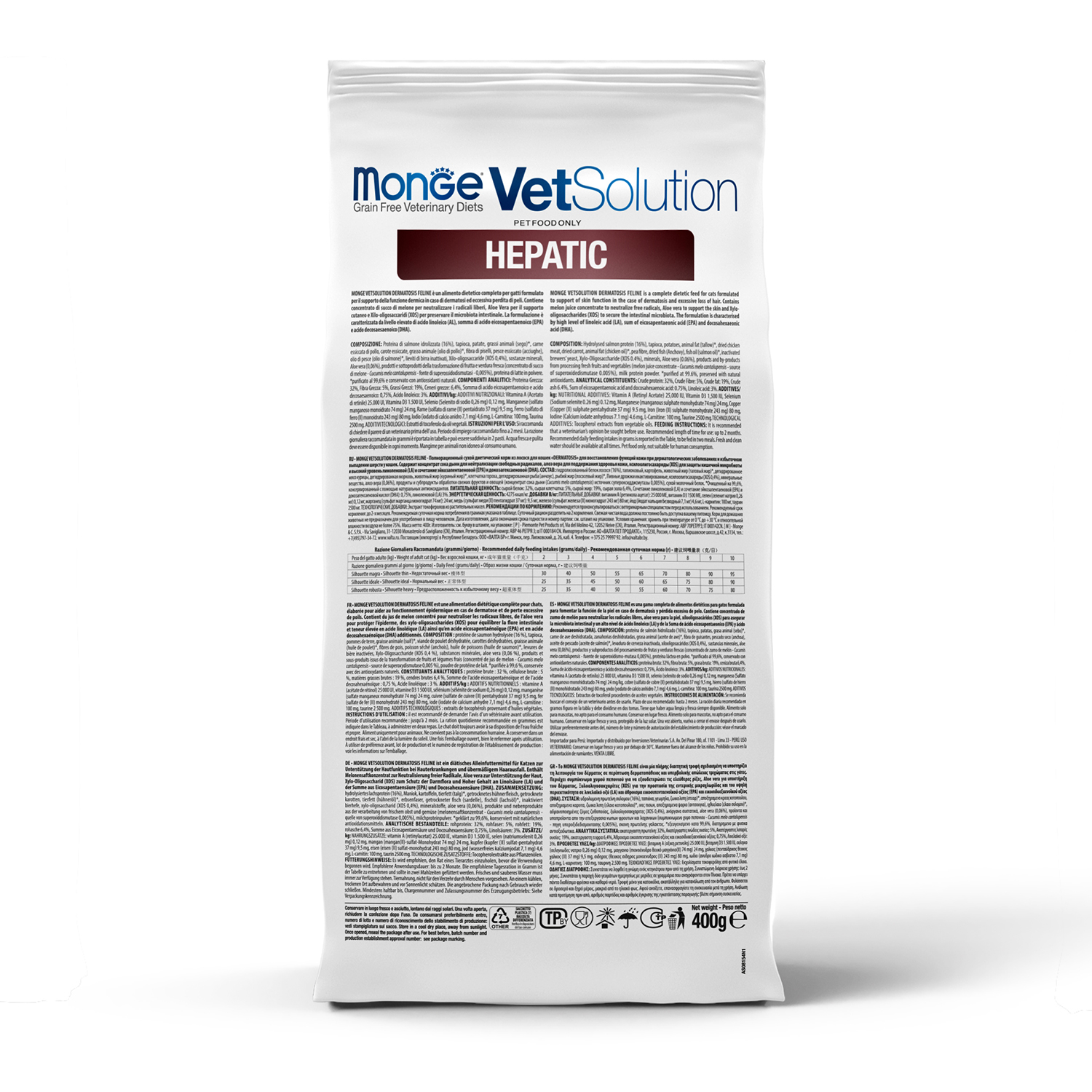 Корм для кошек диетический MONGE VetSolution Cat Hepatic Гепатик при заболеваниях печени 400г - фото 4