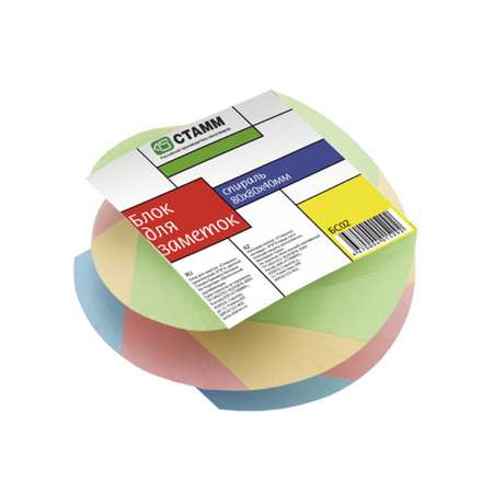 Блок для записей на склейке СТАММ Basic 8х8х4 см витой цветной