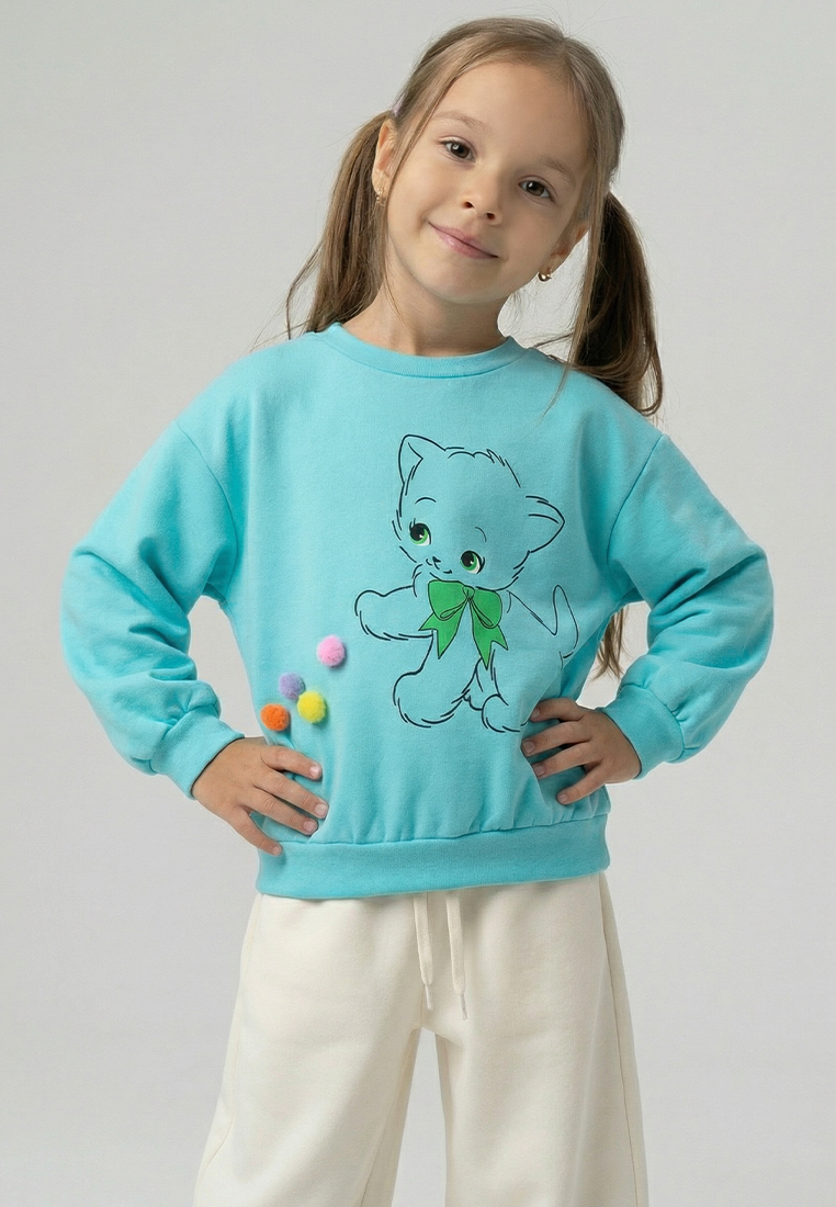 Изображение товара Свитшот YOULALA для девочек с аппликацией кошечки