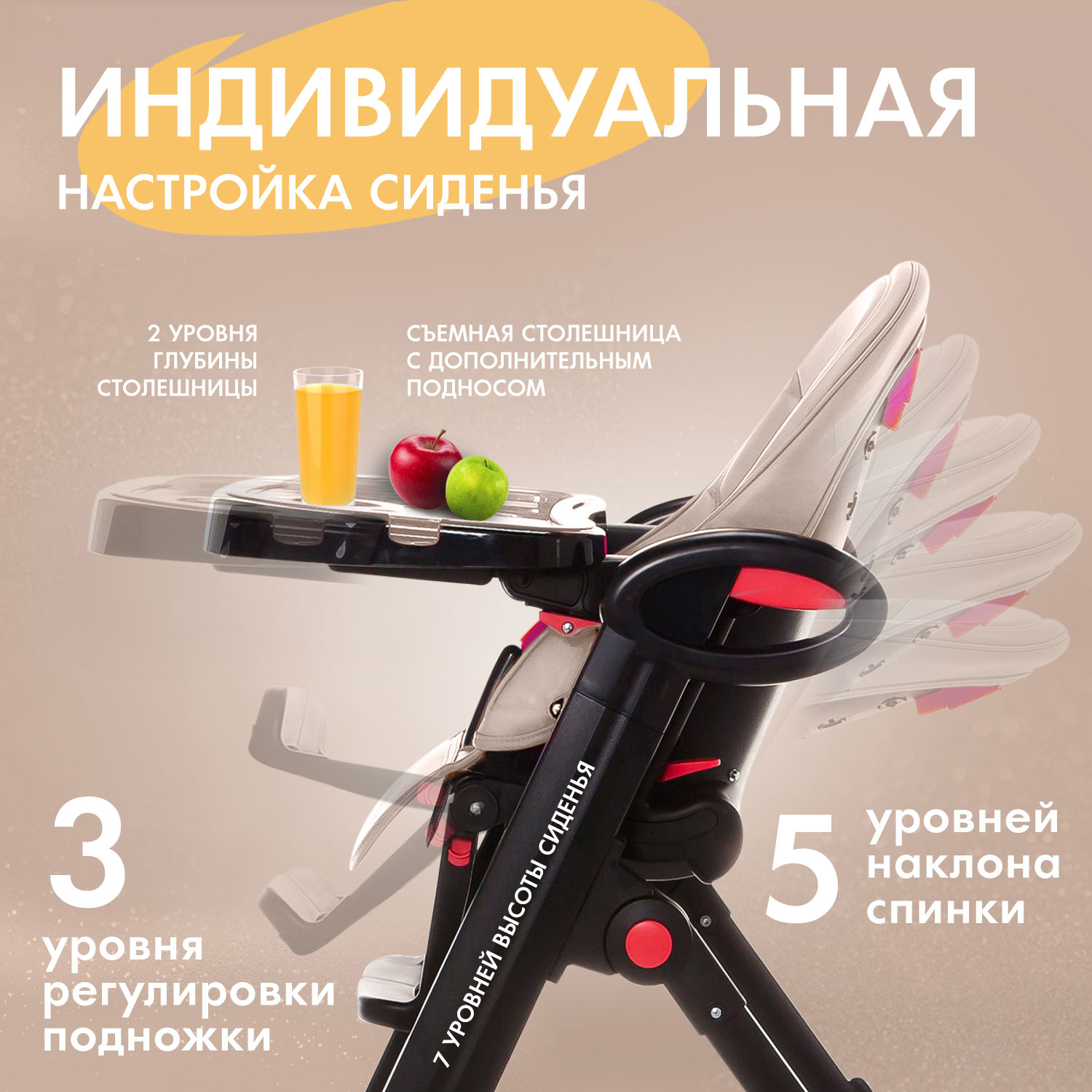 Стульчик для кормления Nuovita Futuro Nero бежевый - фото 3