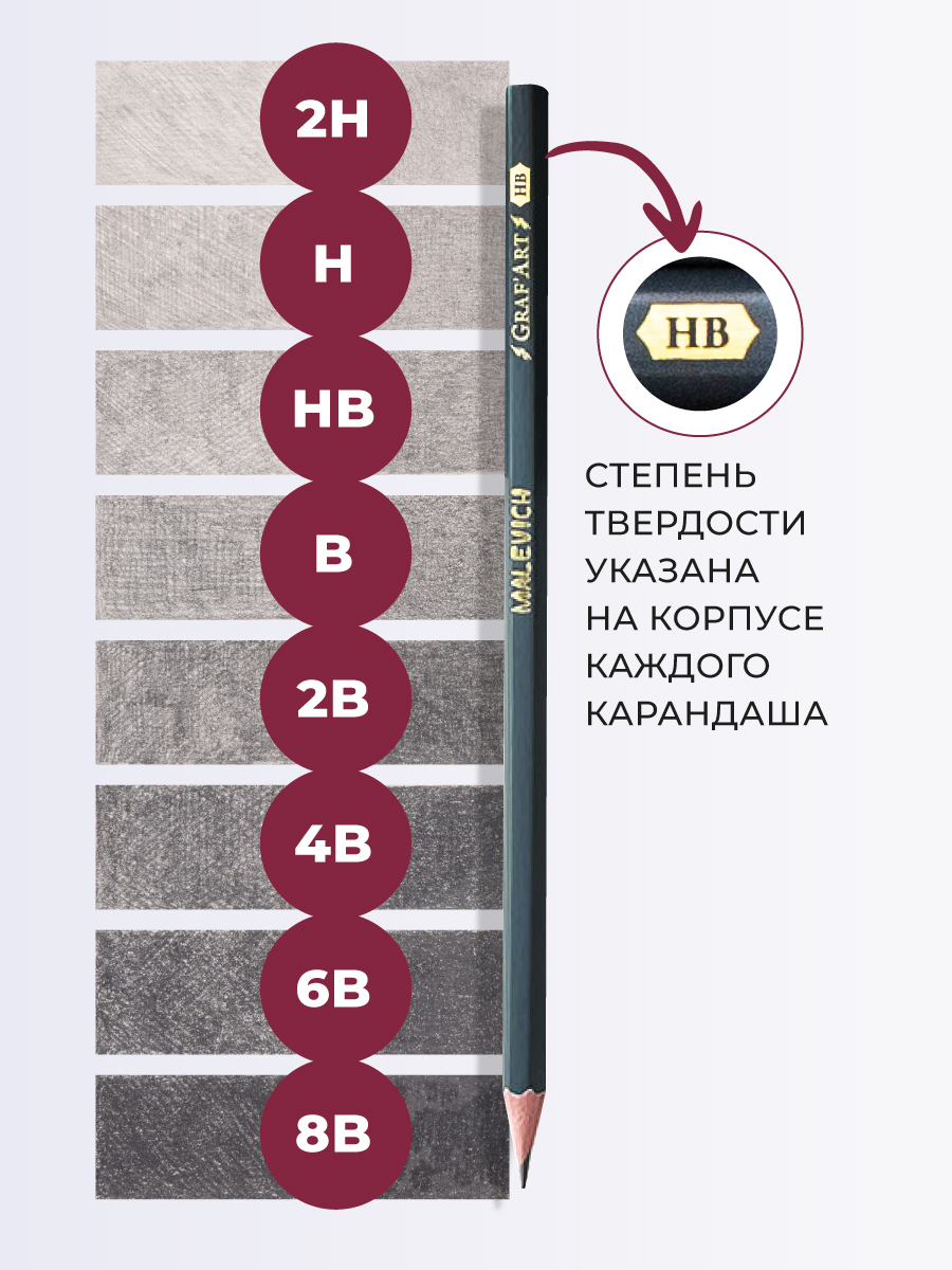 Карандаши чернографитные Малевичъ 8 шт. - фото 5