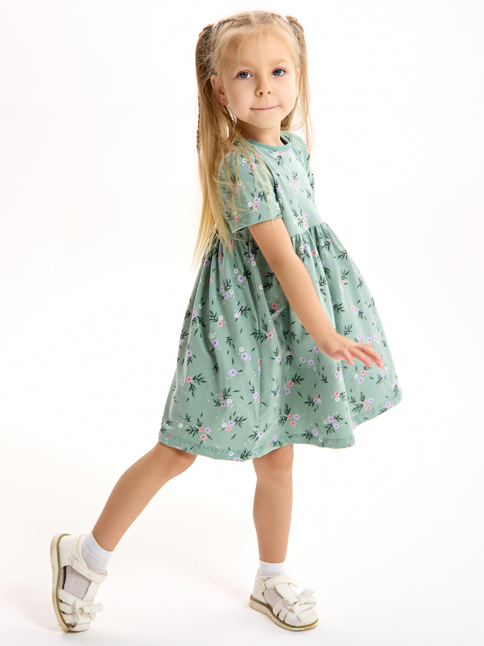 Платье LEVAKIDS платье для девочки с коротким рукавом_сказочные цветы - фото 5