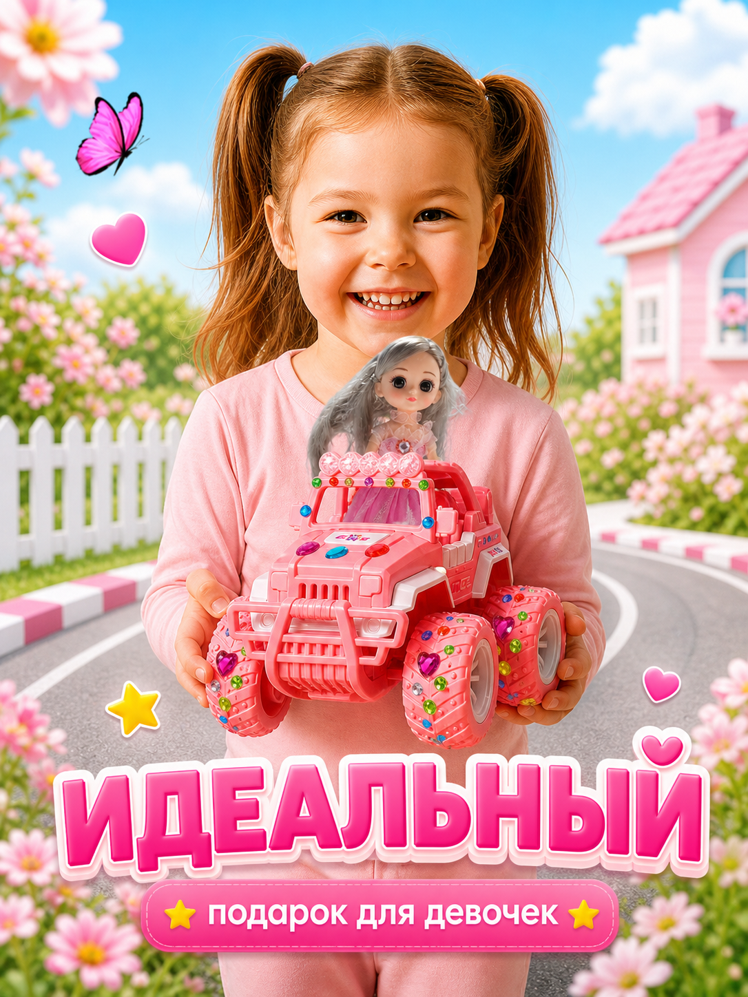 Внедорожник РУ BelliniToys Джип с куклой и наклейками 1:28 - фото 6