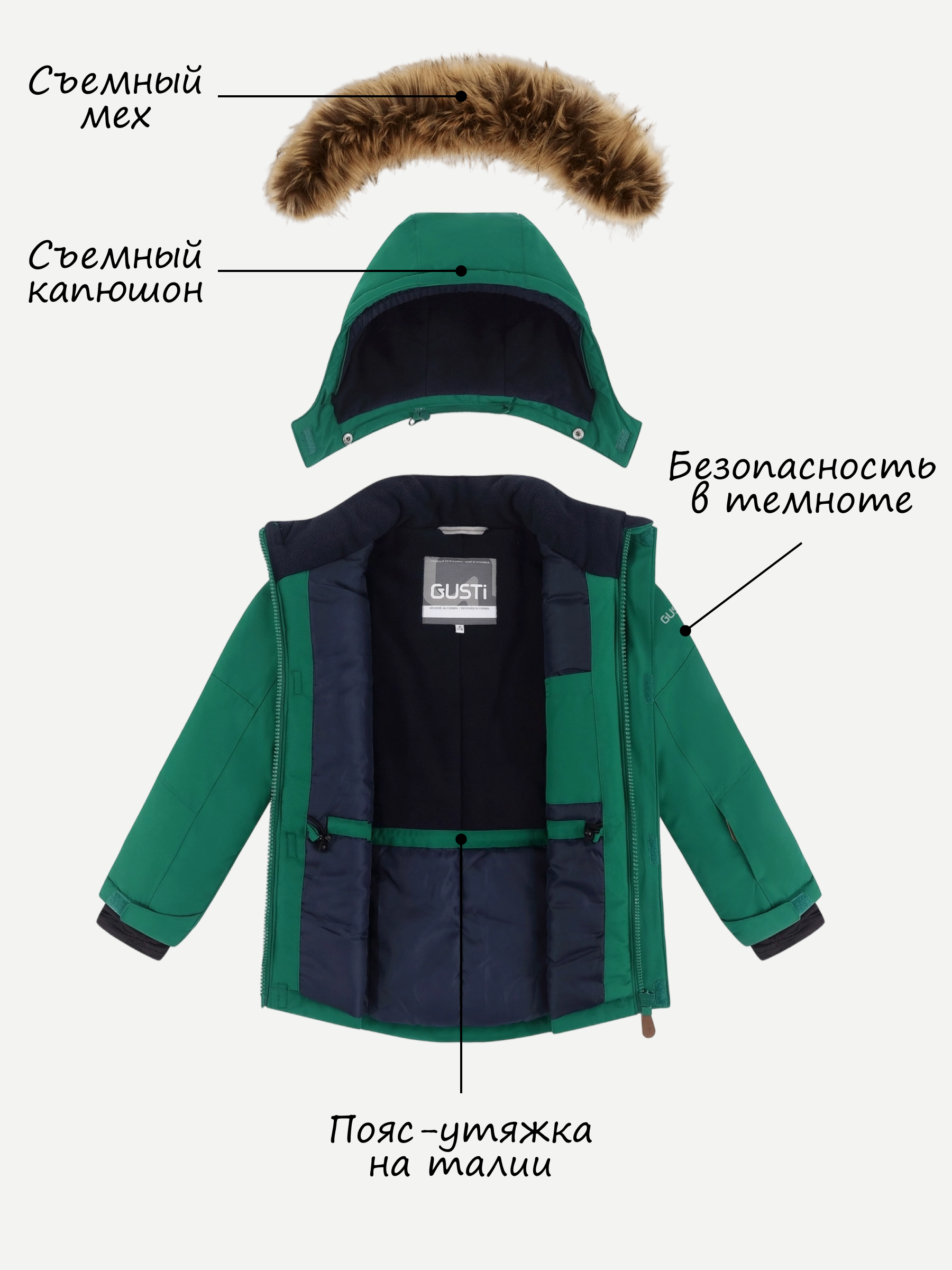 Парка GUSTI GW4BJ538-GREEN - фото 4