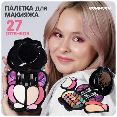 Детская декоративная косметика Bondibon цветущее сердце в раздвижной косметичке черный цвет Eva Moda