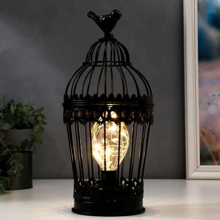 Ночник RISALUX «Клетка с птичкой» LED черная