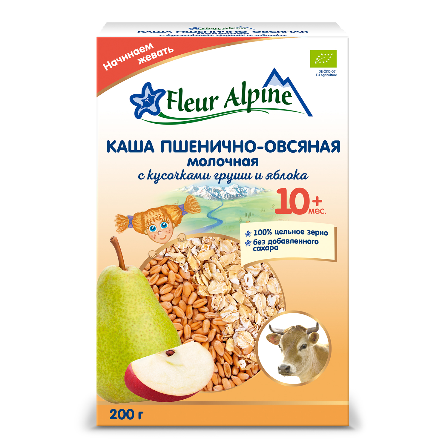 Каша Fleur Alpine пшенично-овсяная груша-яблоко 200г с10месяцев - фото 1