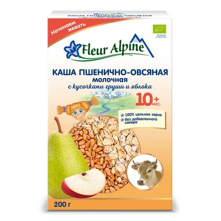 Каша Fleur Alpine пшенично-овсяная груша-яблоко 200г с10месяцев