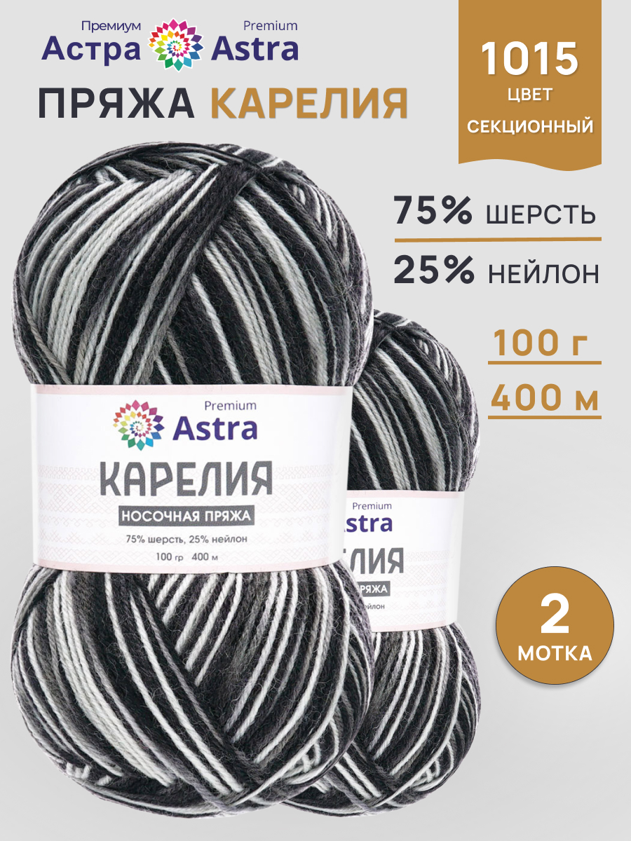 Пряжа для вязания носочная Astra Premium 100г 400м 2шт - фото 1