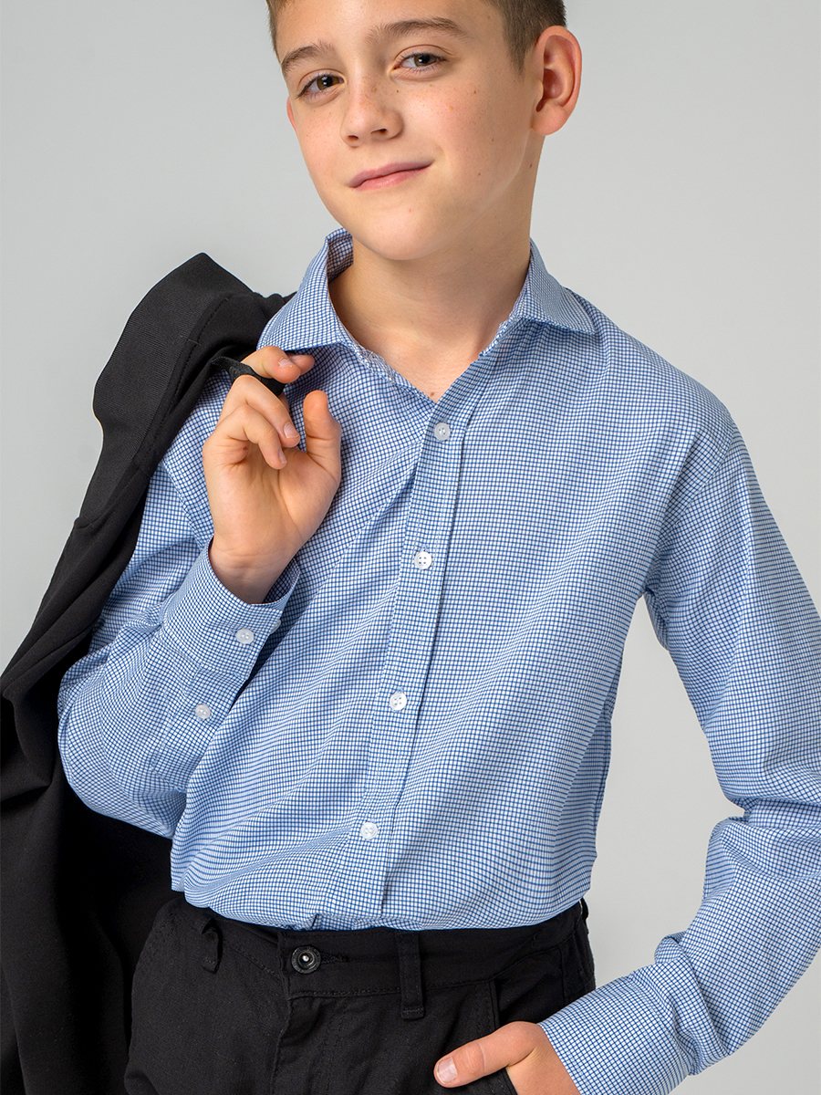 Рубашка HappyFox HF1022MBLголубой.клетка - фото 1