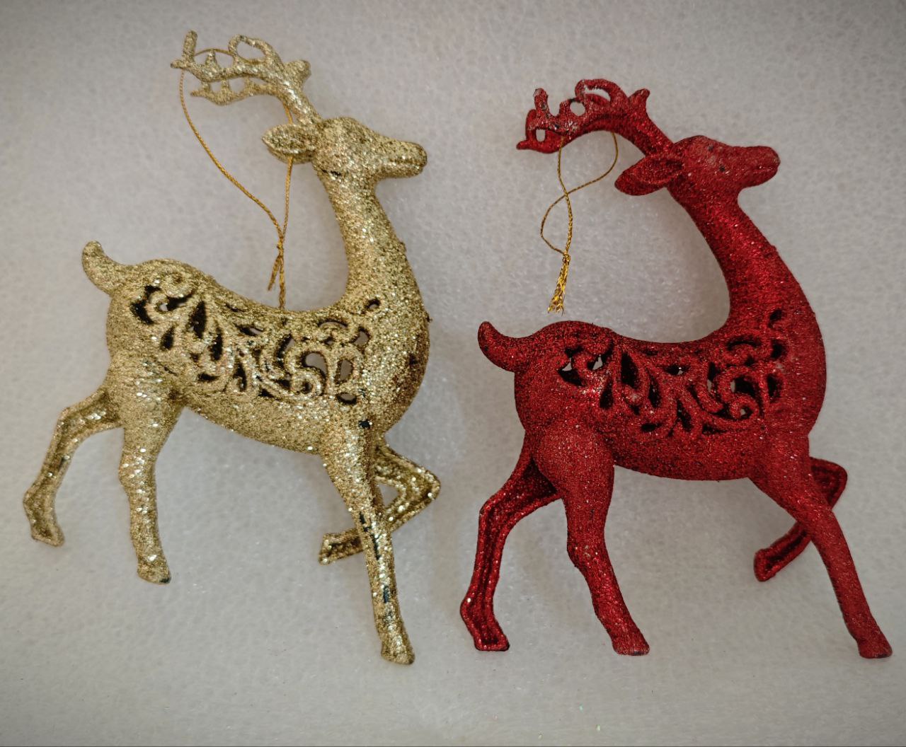 Украшение ёлочное Магия праздника Набор Олень 2ш золото красный - фото 1