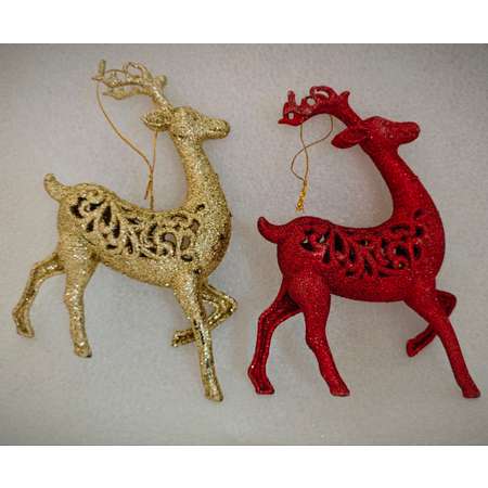 Украшение ёлочное Магия праздника Набор Олень 2ш золото красный