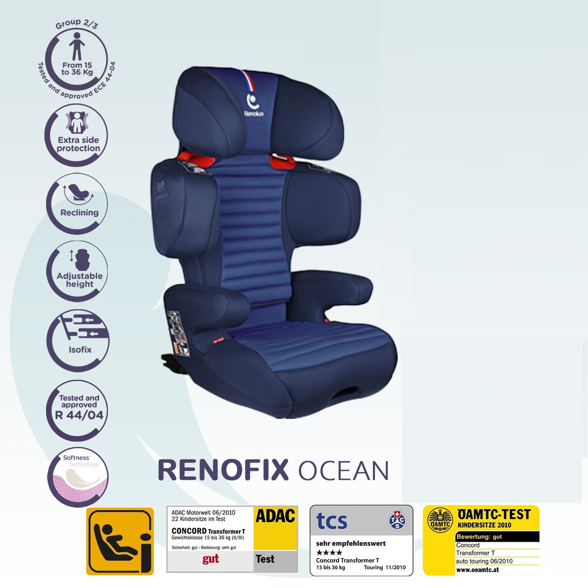Автокресло Renolux Renofix ocean Isofix 2/3 (15-36 кг) - фото 2