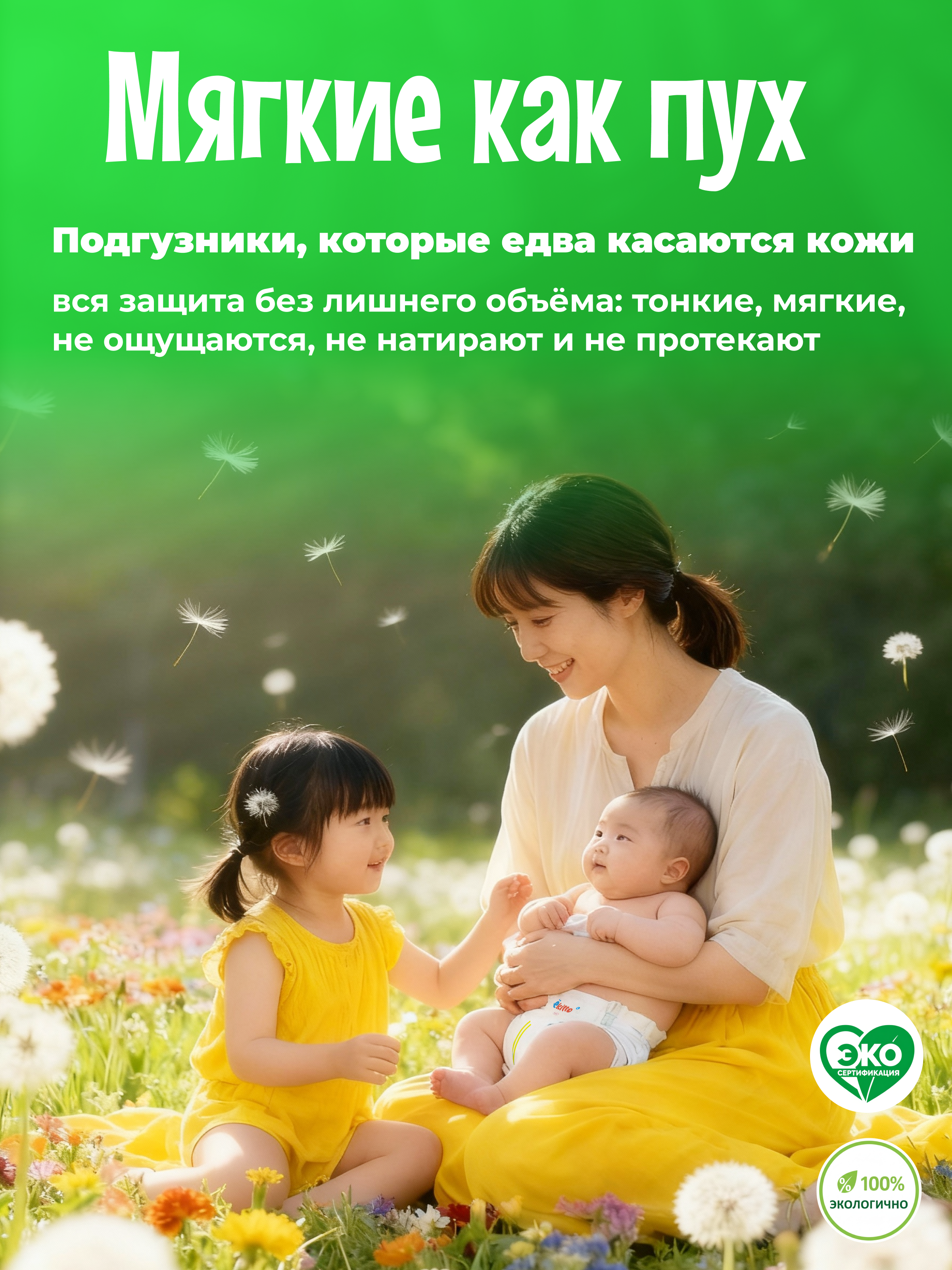 Подгузники Ekitto Comfort ультратонкие S (0-5 кг) 54 шт. - фото 4