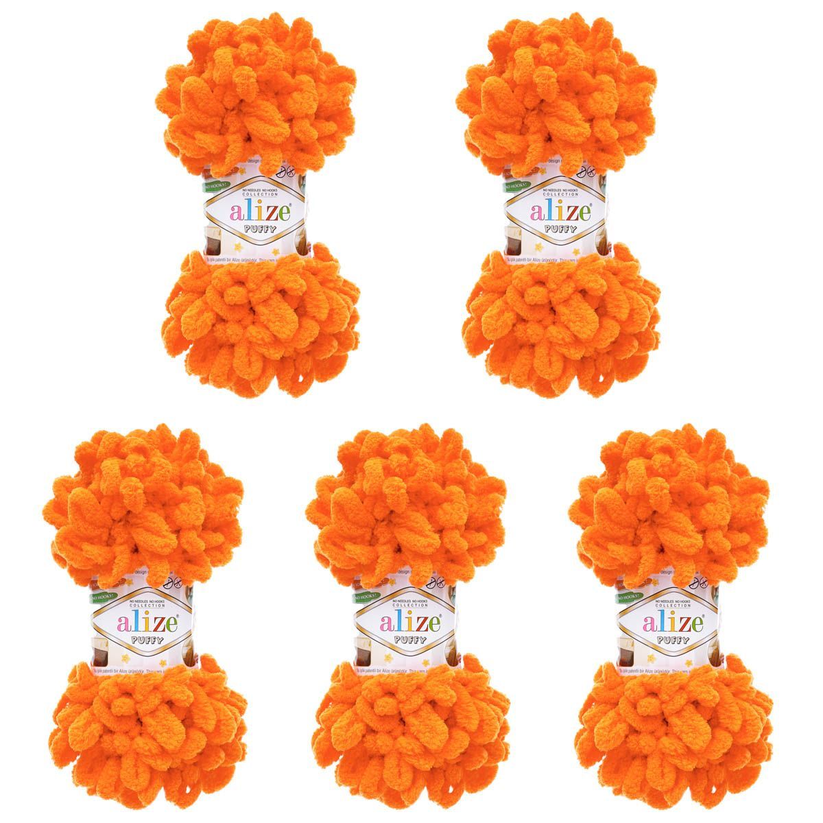 Пряжа для вязания Alize puffy 100 г 9 м микрополиэстер фантазийная плюшевая 766 морковный 5 мотков - фото 3