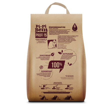 Наполнитель для кошачьих туалетов Pi-Pi-Bent Bentonite комкующийся 15кг