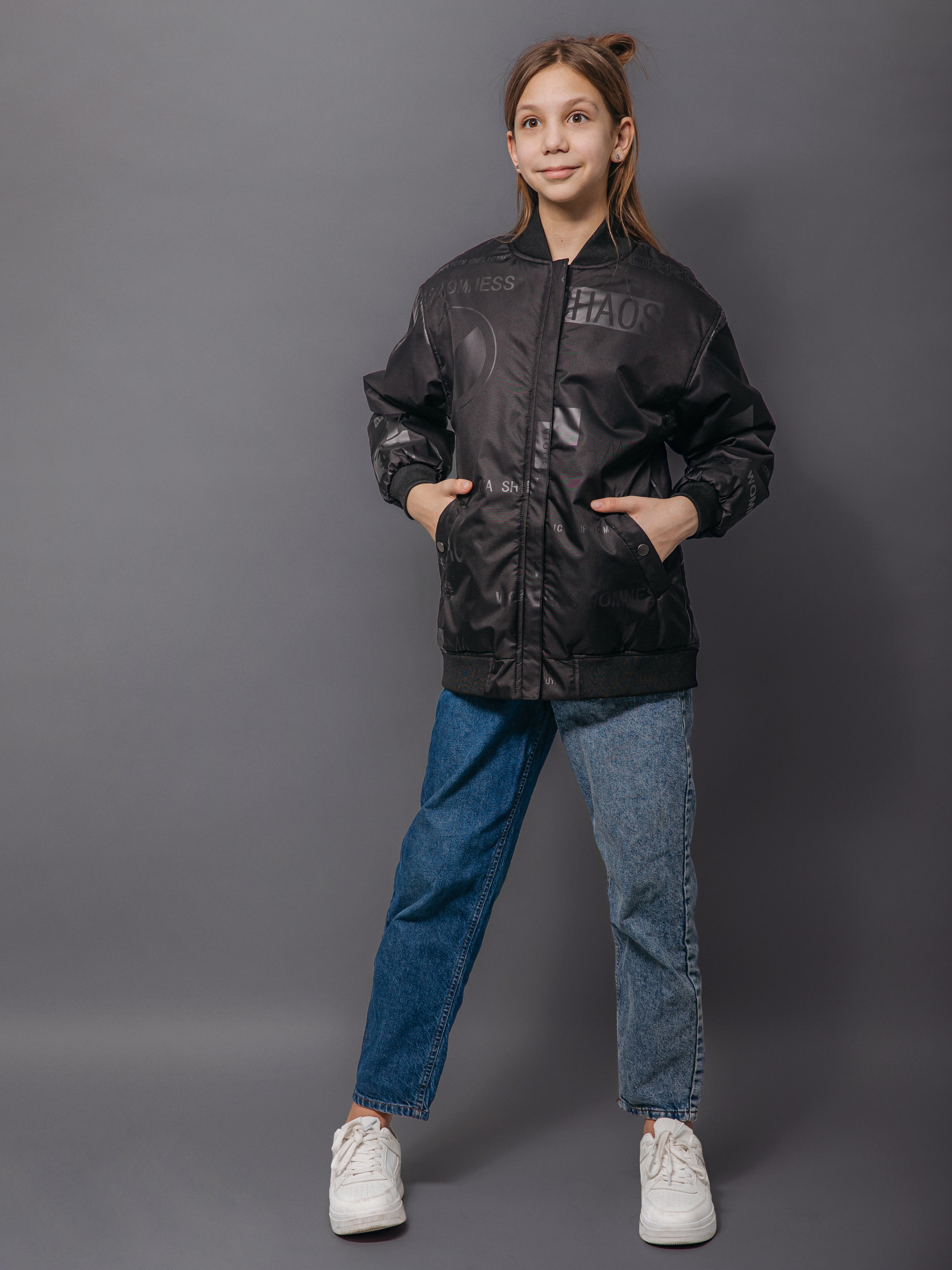 Бомбер Аврора 1043-Д/черный-принт - фото 5