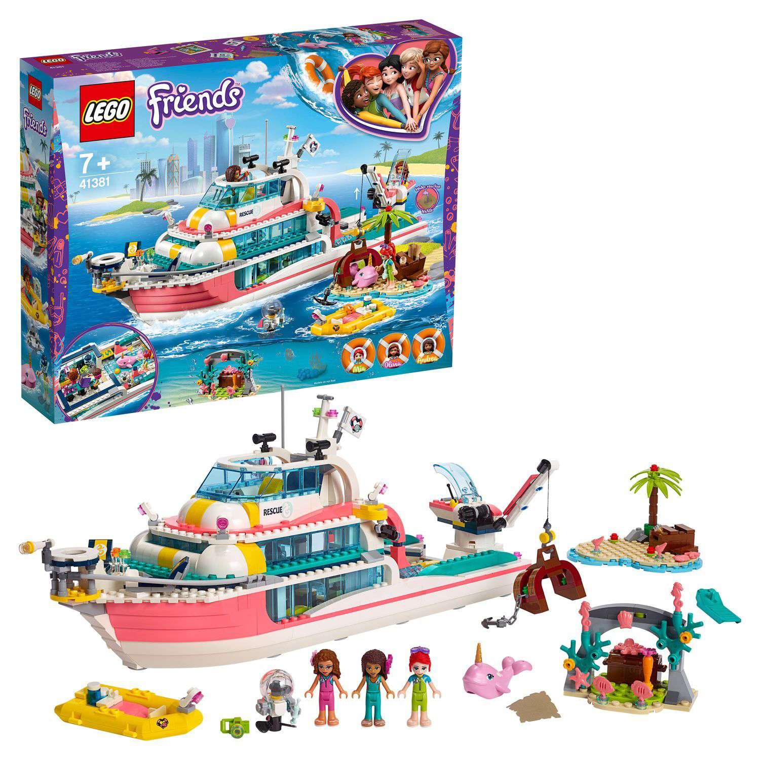 Конструктор LEGO Friends Катер спасательных операций блочный - фото 1
