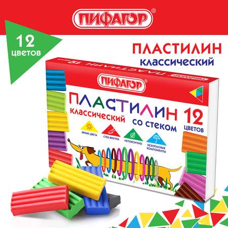 Пластилин Пифагор 12 цв.