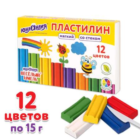 Пластилин Юнландия восковой 12 цв.