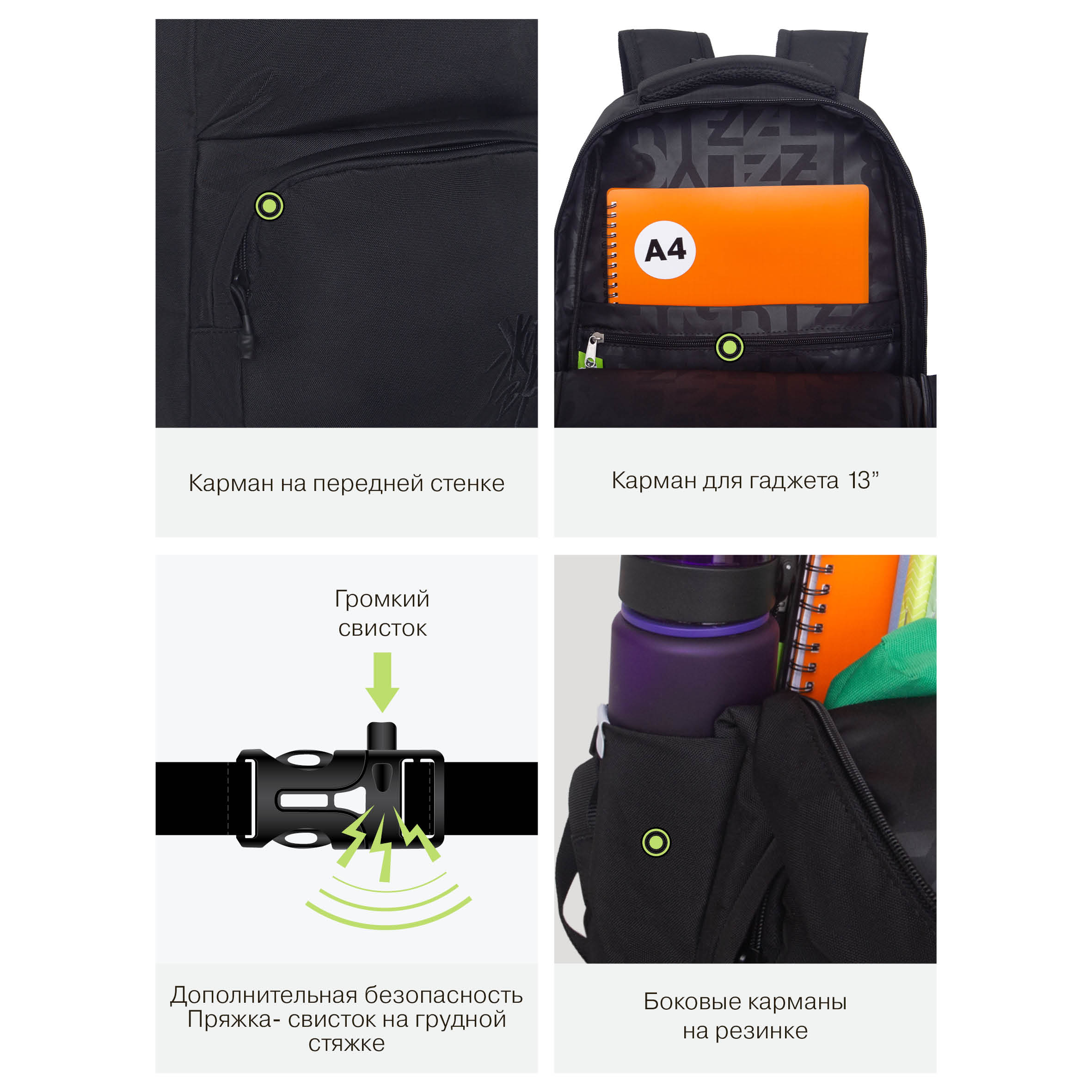 Рюкзак Grizzly Однотонный - фото 12