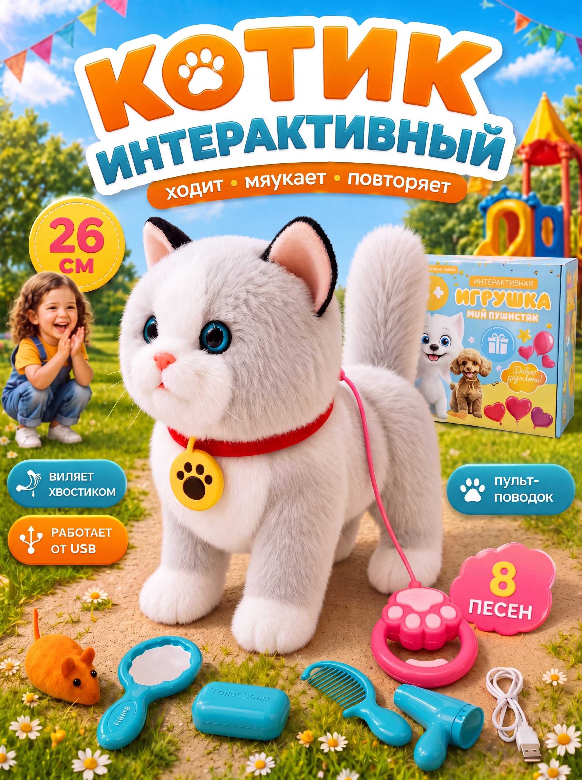 Мягкая игрушка FAVORITSTAR DESIGN Умный кот - фото 1