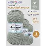 Пряжа для вязания Astra Premium Молочный хлопок 50 г 100 м 3 шт