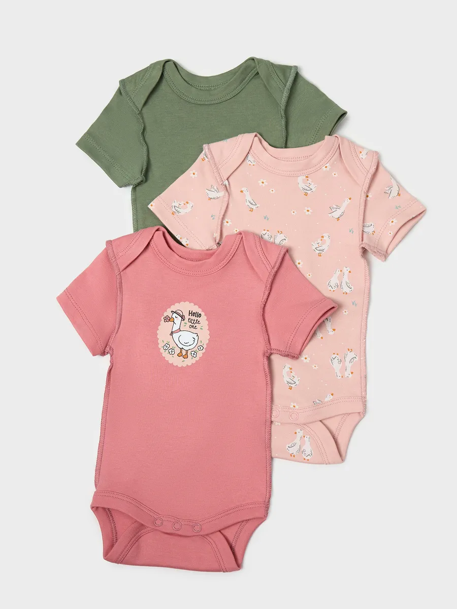 Боди 3 шт Mark Formelle (Марк Формэль) 13015-1-3/уточки на св.розовом +розовый +зеленый - фото 14