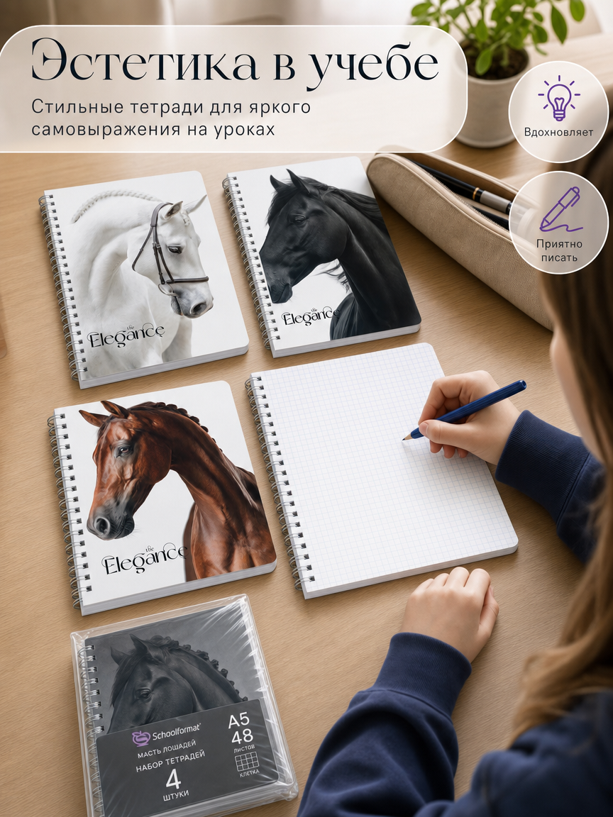 Общая тетрадь SCHOOLFORMAT клетка 4 шт. - фото 2